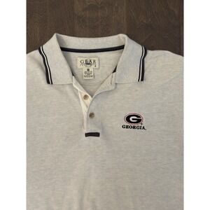 Georgia Bulldogs Shirt Mens Size M Grey Gear Sports NCAA‎ Polo Embroidered Logo